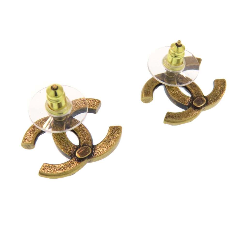 Chanel Coco Mark Rhinestone Earrings, Metal, Women's, CHANEL - Picture 2 of 4